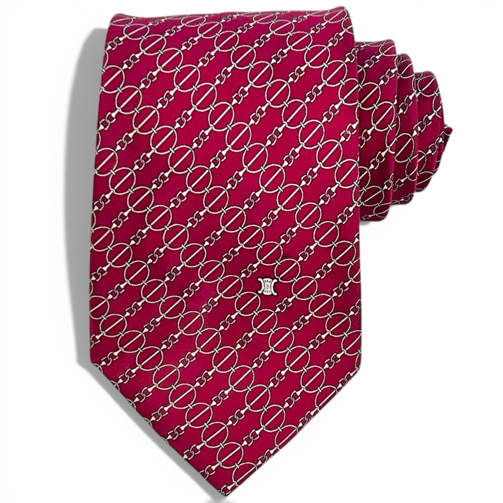 Celine Horsebit Pattern Silk Tie